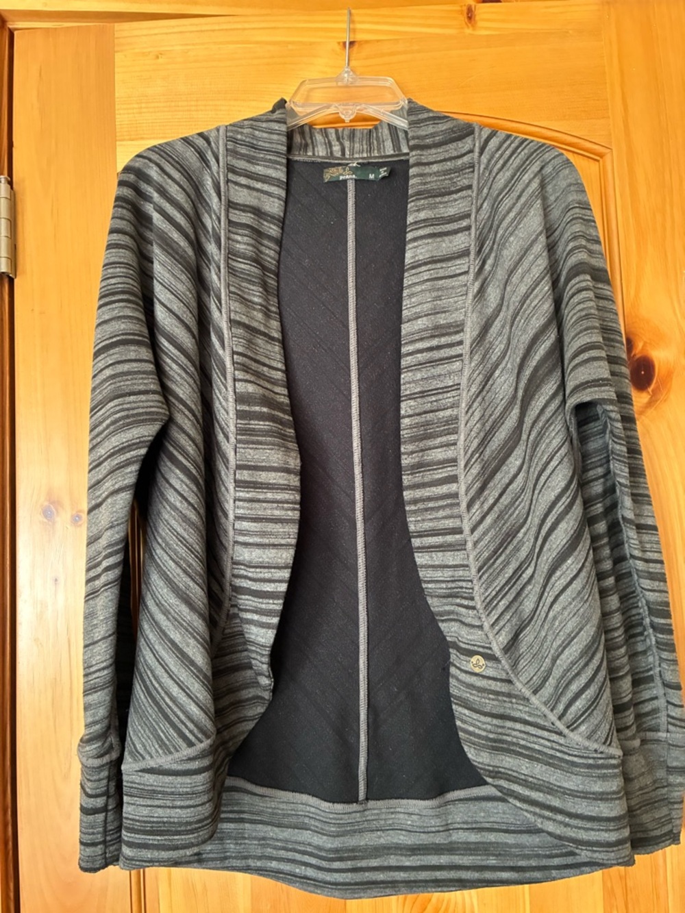 Prana Dark Gray and Black Striped Cardigan